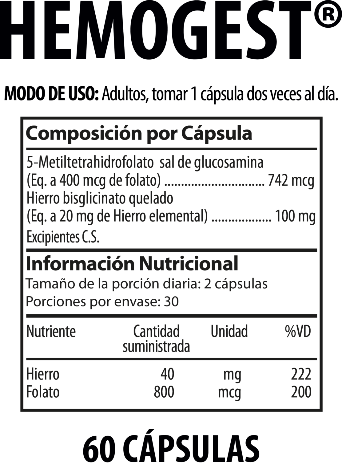Hemogest x 60 cáps.